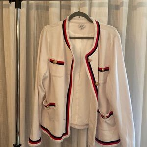 Crown & ivy white blazer with red and navy details size XXL